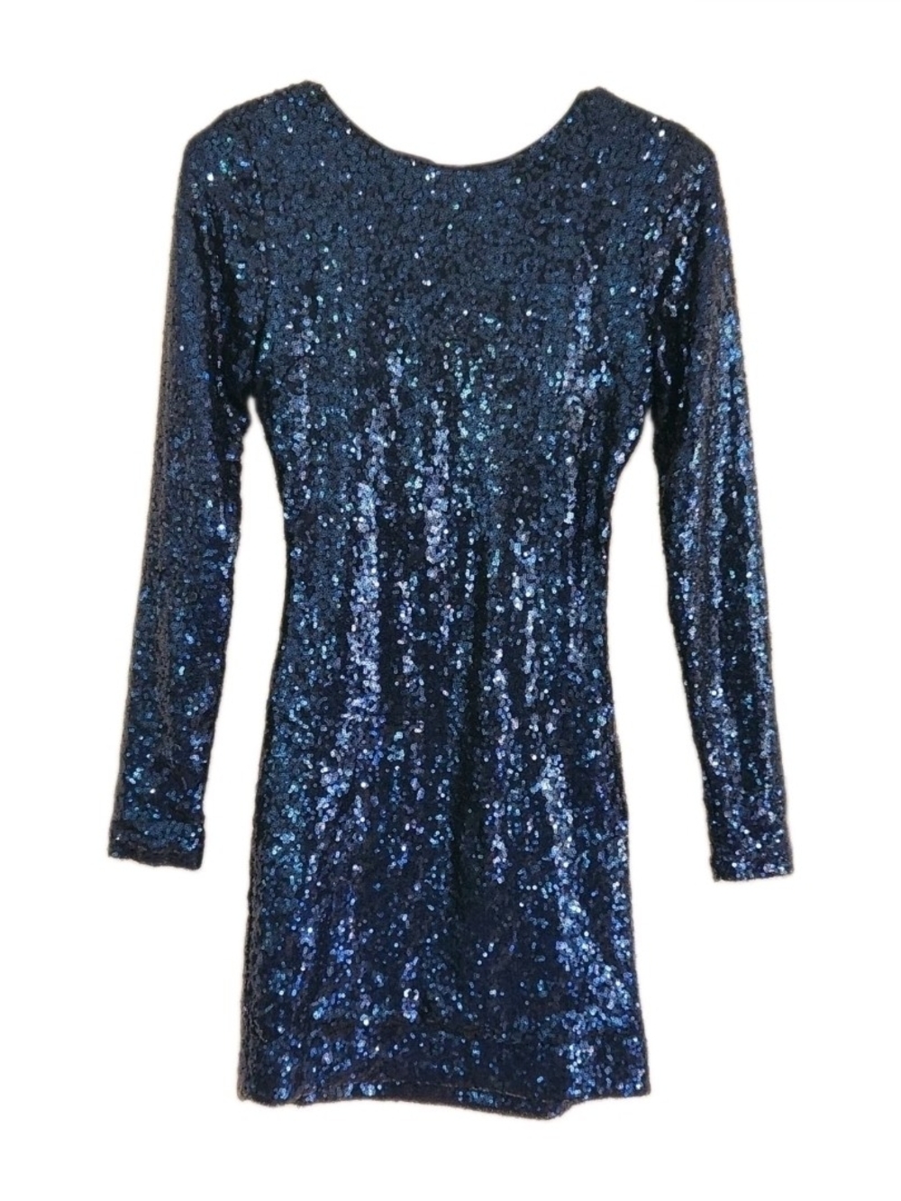 Lulu’s Women Long Sleeve Navy Sequin Cocktail Mini Dress Size S